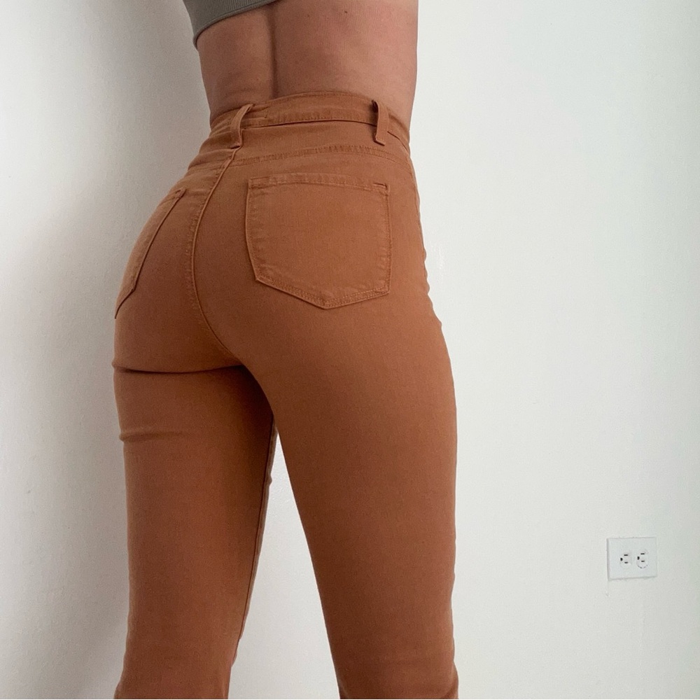 Fashion Nova Tan High Rise Jeans Fitted Style